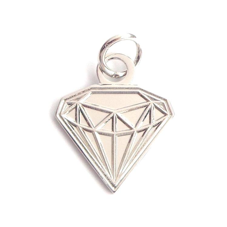 طباعة هدية مجوهرات فضية شكل الماس مخصص العلامات المعدنية