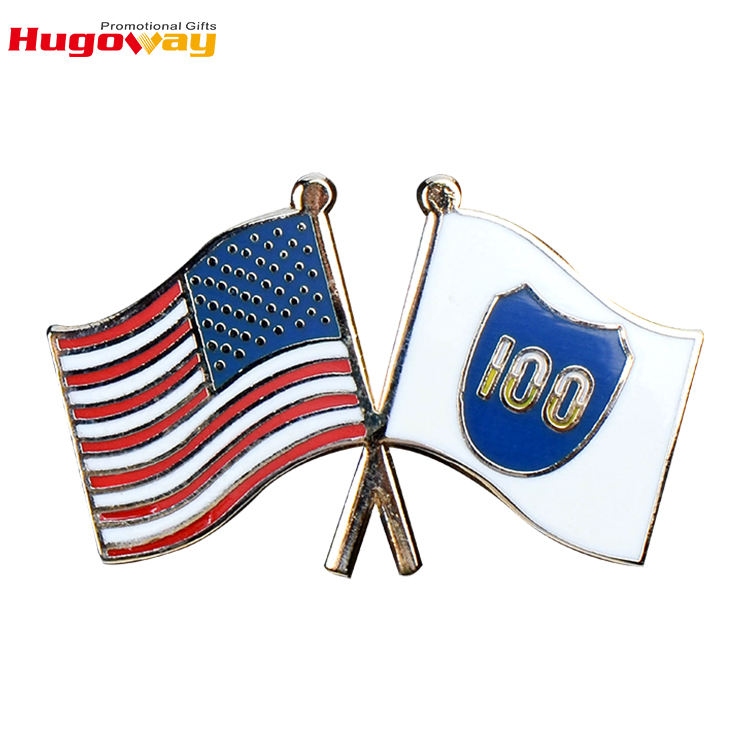 مخصص تذكارية المينا العلم شارة سبائك الزنك دبابيس المينا الاصطناعية علم صغير التوأم العلم التلبيب دبوس
